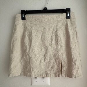 Lioness Cream Linen Mini Skirt